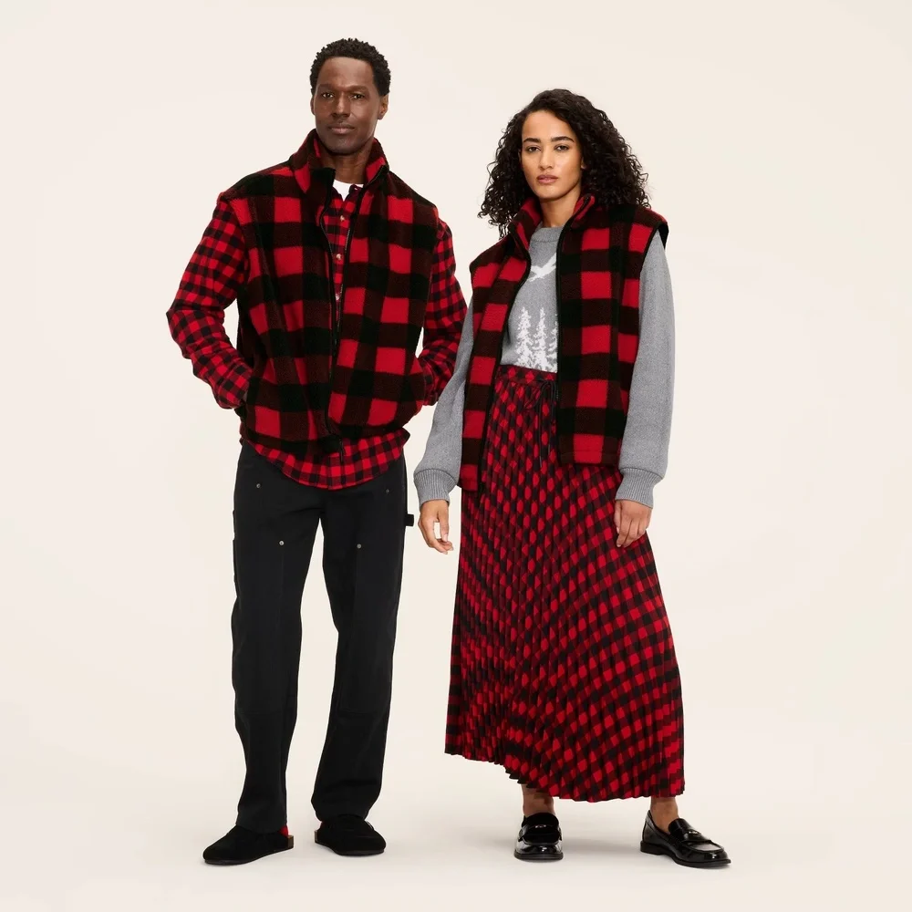 Woolrich x Target Adult Unisex L Large Buffalo Check Fleece‎ Vest Red/Black NWT!